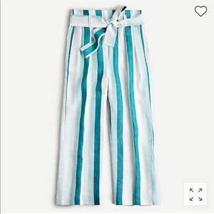 Paper-bag linen stripe pant in cabana stripe